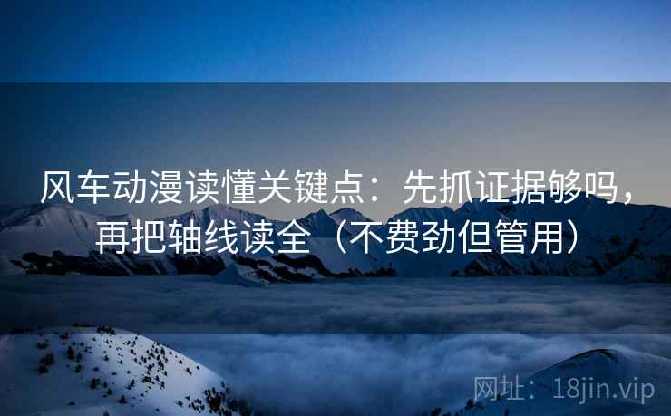 风车动漫读懂关键点：先抓证据够吗，再把轴线读全（不费劲但管用）  第2张