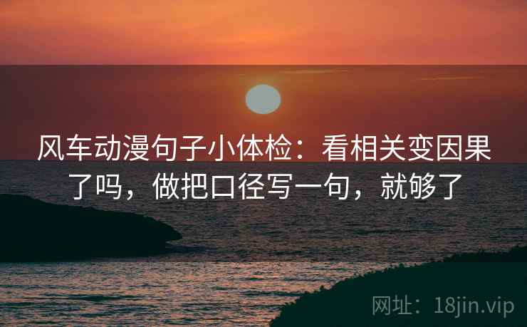 风车动漫句子小体检：看相关变因果了吗，做把口径写一句，就够了