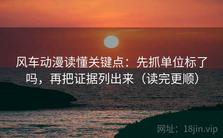 风车动漫读懂关键点:先抓单位标了吗,再把证据列出来(读完更顺)